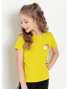 Queima Estoque Blusa Infantil Amarelo Neon com Aplicação