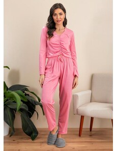 Alma Dolce Pijama Rosa em Malha de Poliéster