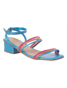 Perfecta Sandália Azul com Tiras Coloridas