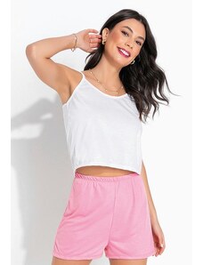 Alma Dolce Pijama Branco/Rosa de Alça
