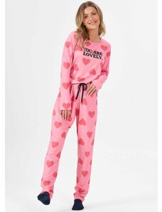 Espaço Pijama Pijama Manga Longa Rosa