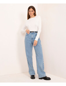 C&A calça jeans reta copenhagen cintura alta mindset azul claro