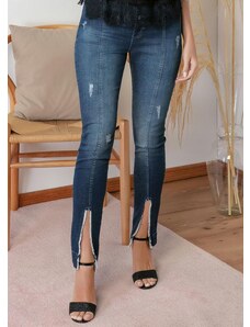 Eventual Calça Skinny Jeans com Puídos e Fendas