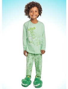 Fakini Kids Conjunto Pijama Camiseta M/Longa/Calca Verde