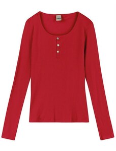 Enfim Blusa Vermelha Canelada com Botões Feminina