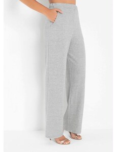 Moda Pop Calça Pantalona Mescla com Bolsos Funcionais