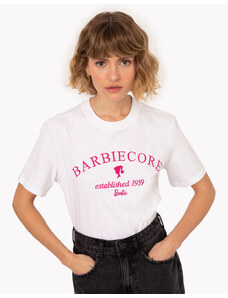 C&A camiseta de algodão manga curta bordado barbie off white