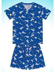 Fakini Kids Conjunto Pijama Camiseta e Bermuda Azul