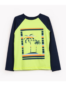 C&A camiseta de praia infantil manga longa com proteção uv amarelo