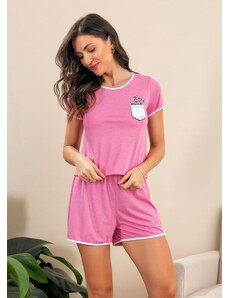 Alma Dolce Pijama Manga Curta com Estampa Rosa