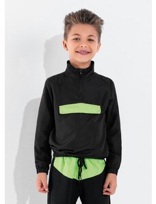 Moda Pop Casaco Infantil Preto com Bolso e Lapela