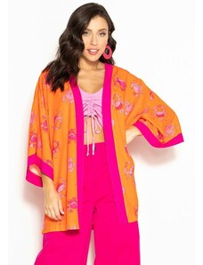 Colcci Kimono de Viscose Estampado Laranja