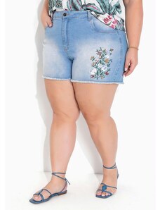 Marguerite Short Jeans com Bordado Plus Size