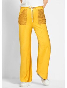 Queima Estoque Calça Pantalona com Bolso e Amarração Amarela