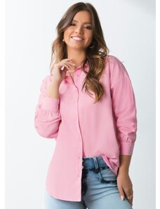 Quintess Camisa Oversized Rosa Alongada