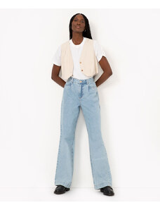 C&A calça jeans reta cintura média com pregas azul claro