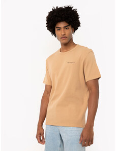 C&A camiseta de algodão canelada manga curta bege médio