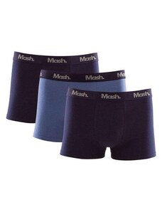 Mash Kit 3 Boxer Cotton Elástico Letra Mescla Azul Marinho