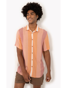 C&A camisa listrada de viscose manga curta rosa