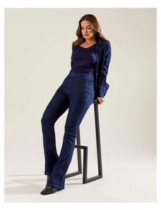 Calca Zinzane Feminino Jeans Flare - Denim Escuro Azul