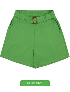Cativa Plus Size Shorts Plus Size em Tecido com Forro Verde