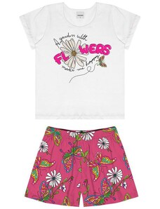 Rovi Kids Pijama Feminino Infantil Flowers Branco