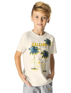 Rovi Kids Camiseta Infantil Masculina Coqueiros Bege