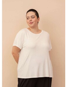 Bold Camiseta Decote Redondo Evasê Plus Size Branco