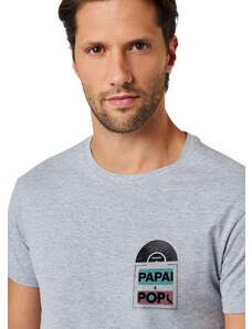 Camiseta Papi Pop Escudo Reserva Cinza Mescla
