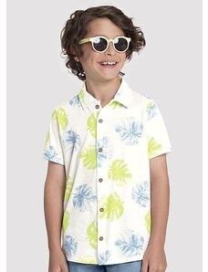 Alakazoo Camisa Infantil Menino com Estampa Folhas Branca