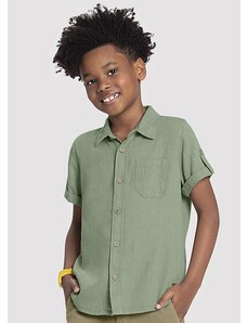 Alakazoo Camisa Sarja Infantil Menino com Manga Curta Verde