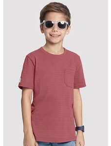 Alakazoo Camiseta Infantil Menino com Textura e Bolso Vermelho