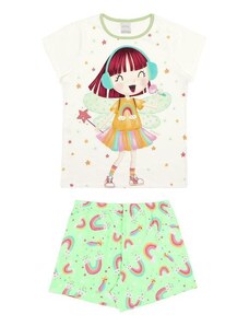 Alakazoo Pijama Infantil Menina Estampado Brilha no Escuro Verde