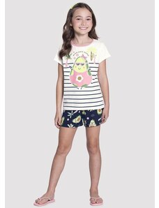 Alakazoo Pijama Infantil Menina Estampado Brilha no Escuro Rosa