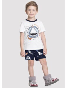Alakazoo Pijama Infantil Menino Estampado Brilha no Escuro Branco