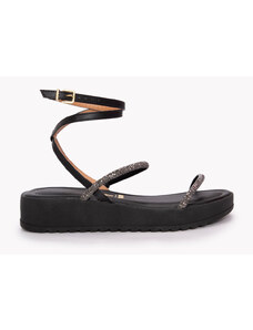 C&A sandália flat com brilho vizzano preta