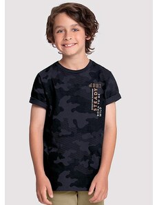 Alakazoo Camiseta Infantil Menino em Malha Camuflada Cinza