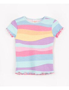 C&A camiseta infantil de algodão listras manga curta colorido