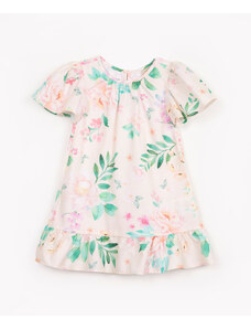 C&A vestido infantil floral de algodão bege claro