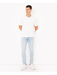 C&A Calça Skinny Jeans com Puídos Azul Claro