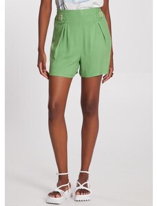 Lunender Shorts em Viscose com Detalhe Fivela Verde