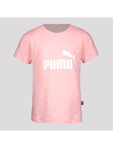 Camiseta Puma ESS Logo Infantil Rosa e Branca