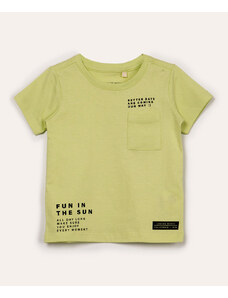 C&A camiseta de algodão infantil com bolso manga curta verde claro