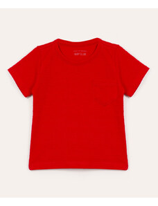 C&A camiseta de algodão infantil texturizada com bolso manga curta vermelha