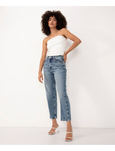 C&A calça jeans reta comfort cintura super alta azul médio