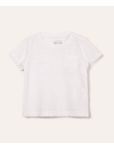 C&A camiseta de algodão infantil texturizada com bolso manga curta branco