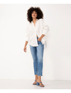 C&A calça jeans super skinny marmorizada cintura média com zíper azul claro