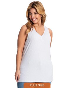 Secret Glam Blusa Feminina Plus Size Canelada Branco