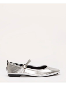 C&A sapatilha bico quadrado metalizada mindset prata
