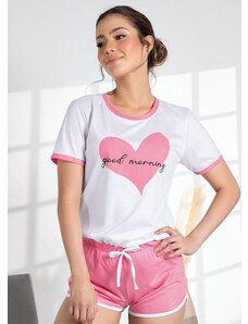 Luma Homewear Pijama Coração em Malha de Poliéster